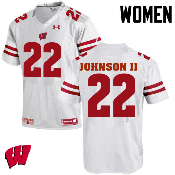 Women Wisconsin Badgers #22 Patrick Johnson Ii College Football Jerseys-White - Click Image to Close